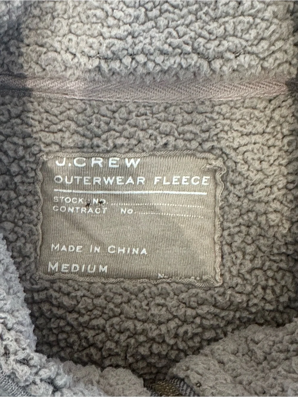 J.Crew Men’s Gray Sherpa-Lined Full-Zip Fleece Jacket Medium